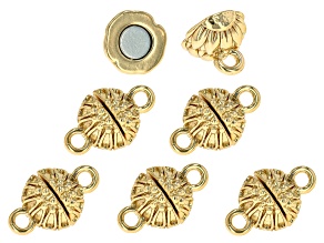 Brass Round Assorted Flower Magnetic Clasps in Gold Tone appx 2-6mm 6 Pieces Total