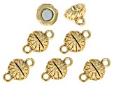Brass Round Assorted Flower Magnetic Clasps in Gold Tone appx 2-6mm 6 Pieces Total