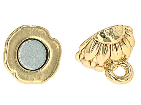 Brass Round Assorted Flower Magnetic Clasps in Gold Tone appx 2-6mm 6 Pieces Total