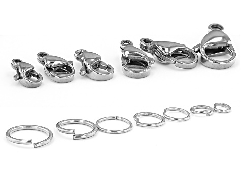 Set of appx 2950 Open Jump Rings and appx 150 Lobster Clasps in Stainless Steel appx 3100 Pieces