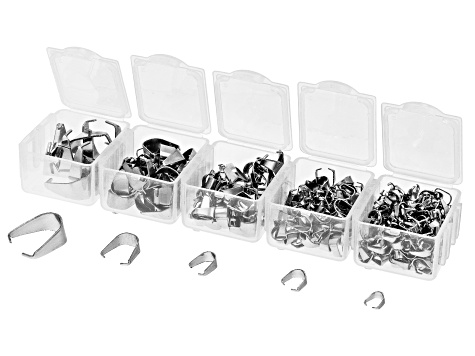 Stainless Steel Non Plated Bail Set of 5 sizes appx 378 Pieces