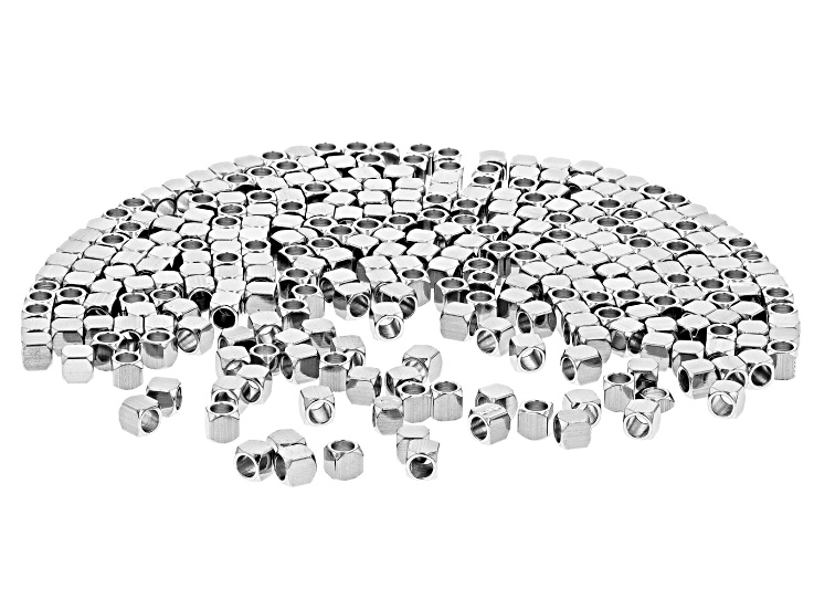 Cube Shape Stainless Steel Beads appx 3x3mm appx 2mm Hole appx of 300 Pieces Total