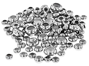 Stainless Steel Silicone Slider Bead Findings in 6 Sizes Appx 100 Pieces Total