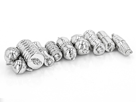 Magnetic Clasp Set of appx 10 Pieces in Silver Tone in Assorted Shapes and Sizes