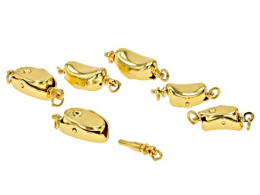 Brass Pinch Pearl Clasp Set of 6 Pieces in 18k Yellow Gold Plated in 3 sizes