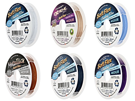 Soft Flex 49-Strand Beading Wire Set of 6 Appx 60ft Total