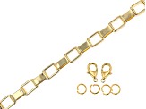 14k Gold Plated Box Link Chain & Findings Assortment, Lobster Clasps & Jump Rings