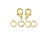 14k Gold Plated Box Link Chain & Findings Assortment, Lobster Clasps & Jump Rings