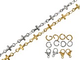 18k Gold Plated & Stainless Steel Chain with Lobster Clasps and Jump Rings appx 14 Pieces Total