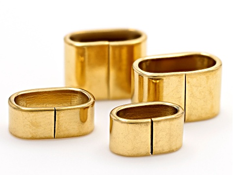 18k Gold Over Stainless Steel Leather or Cord Spacer Rings in 4 Sizes appx 20 Total Pieces