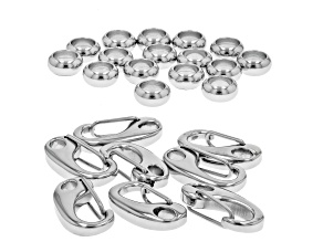 Stainless Steel Self Closing Clasp and Stainless Steel Spacer Ring appx 24 Total Pieces