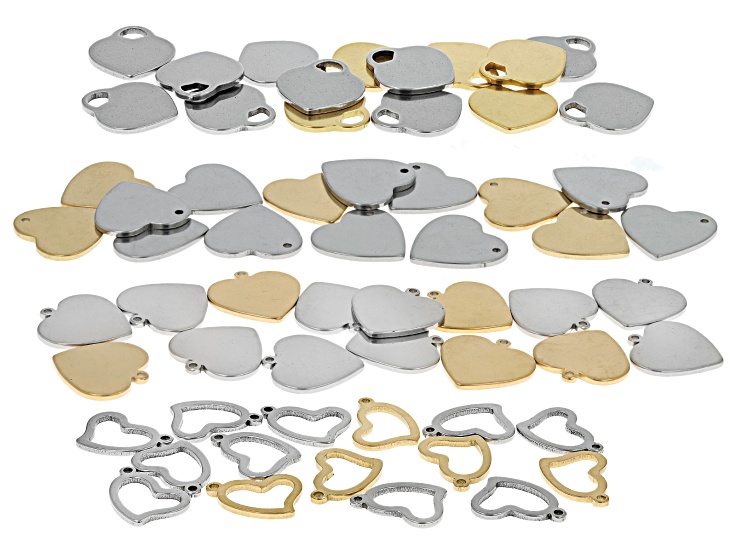 Rainbow Titanium Over Stainless Steel Finished Chain Set of 10 Chains in Assorted Styles & Sizes