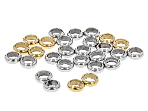 Stainless Steel and 18k Gold Over Stainless Steel Double Ring Spacer Bead appx 70 Pieces total