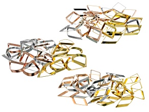 Brass Frame Dangle Beads in Silver, Rose Gold, And Gold Tone Set of appx 102 Pieces in Total