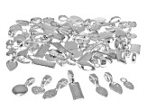 Silver Tone Base Metal Glue on Bail in 6 Shapes Total of 60 Pieces