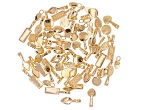 Gold Tone Glue on Bail in 6 Shapes Total of 60 Pieces