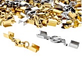 Stainless Steel and 18k Gold over Stainless Steel Fold Over Ends with appx 30mm appx 50pcs in Total