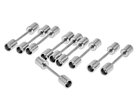 Stainless Steel End Caps appx 24mm Long with Bar and Screw End Set of 10