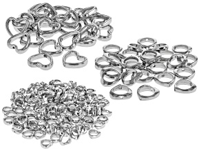 Heart Shape Bead Frame Set of 3 Styles in Silver Tone Total of 200 Pieces