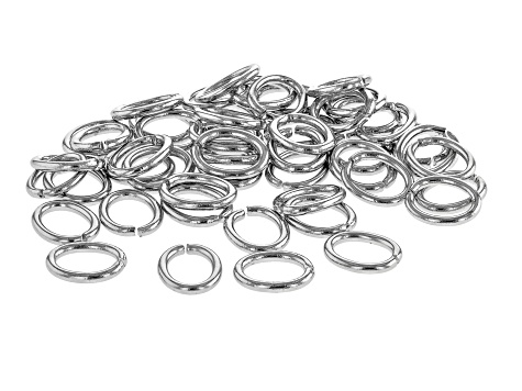 Silver Tone Brass Open Oval Jump Ring Kit of appx 260 Pieces in Total