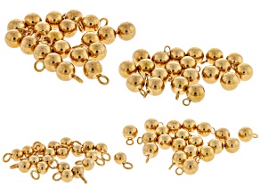 18k Gold Over Stainless Steel Bead Dangle Kit in 4 Different Sizes Total of appx 80 Pieces