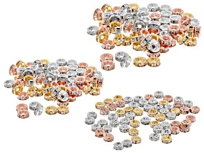Crystal Spacer Beads appx 4, 6, & 7.5mm in Gold, Rose Gold & Silver Tone appx 200 pieces total