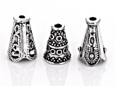 Antiqued Silver Tone Base Metal Indonesian Design Cone Component in 3 Sizes appx 150 Pieces Total