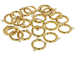 18k Gold Over Stainless Steel appx 16x2.5mm Round Hinged Huggie Earring Finding with Jump Ring
