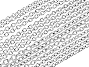 Stainless Steel Cable Chain Set of 24 with Lobster Clasps and Jump Rings in 4 Lengths