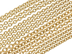 18K Gold over Stainless Steel Cable Chain Necklaces with Lobster Clasps and Jump Rings in 4 Lengths