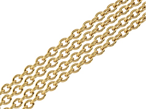 18K Gold over Stainless Steel Cable Chain Necklaces with Lobster Clasps and Jump Rings in 4 Lengths