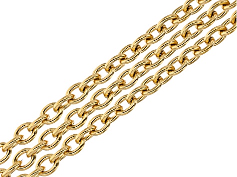 18K Gold over Stainless Steel Cable Chain Necklaces with Lobster Clasps and Jump Rings in 4 Lengths