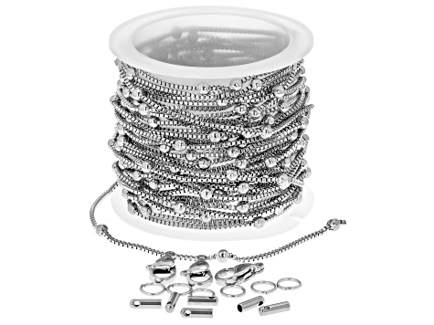 Unfinished Stainless Steel Bead Station Box Chain appx 5m and Findings