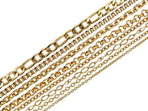 18k Gold Over Stainless Steel Finished Chain Set of 8