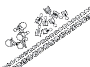 Stainless Steel Crystal Chain in 3mm and 4mm appx 100" in Total and Stainless Steel Findings