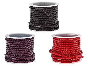 Faux Leather Round Twist Texture Cord appx 3mm in Red, Purple, Green