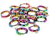 Rainbow Titanium over Stainless Steel Hinged Huggie Earring Finding with Jump Ring Appx 22 Pieces