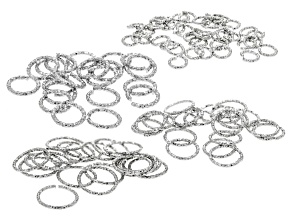 Silver Plated Brass Diamond-Cut Open Jump Ring Kit in 4 Sizes Appx 110 Pieces Total
