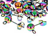 Ball Earring Post with Jumpring & Backing Kit in Rainbow Titanium over Stainless Steel 80 Pcs Total