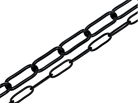 Paperclip Chain Set of 4 in Gunmetal Plated Stainless Steel Finish Assorted MM & Length