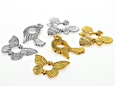 Bead Frame in Butterfly, Bee and Bird Shapes Set of 120 pcs in Antiqued Silver & Gold Tone