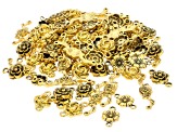 Flower Style Connectors in Antiqued Gold Tone Total of 110 Pieces in Assorted Shapes & Sizes