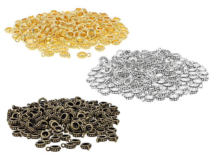 WHOLESALE LOT OF 6 SPARKLY BEADS GOLD/SILVERTONE SPACERS STRETCH