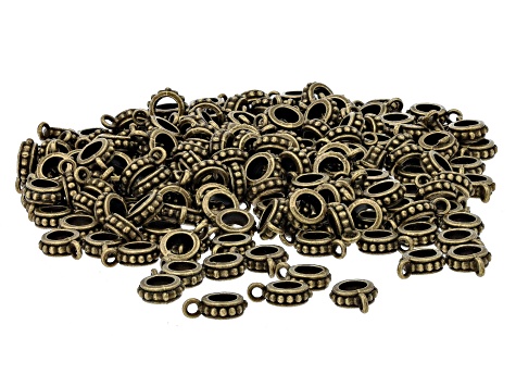 Beaded Texture Metal Bail Spacers Appx 10x8mm in Antique Silver, Gold & Brass Tone 600 Pieces Total