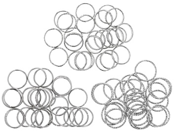 Picture of Large Silver Tone Open Jump Ring Kit in Assorted Textures