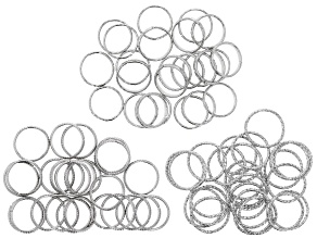 Large Silver Tone Open Jump Ring Kit in Assorted Textures