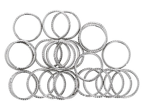 Large Silver Tone Open Jump Ring Kit in Assorted Textures