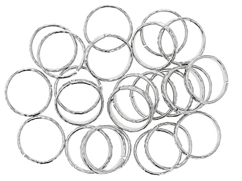 Large Silver Tone Open Jump Ring Kit in Assorted Textures