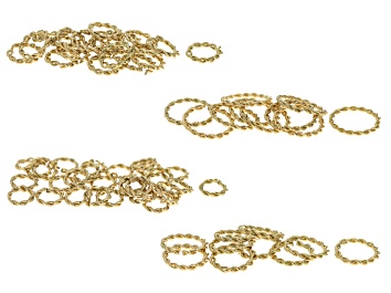 Picture of 18k Gold Over Stainless Steel Rope Textured Jump Rings in Assorted Sizes