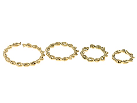 18k Gold Over Stainless Steel Rope Textured Jump Rings in Assorted Sizes